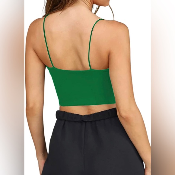 NWT (M) Green Corset Bustier Tank Crop Top Spaghetti Strap Cami - Picture 5 of 8